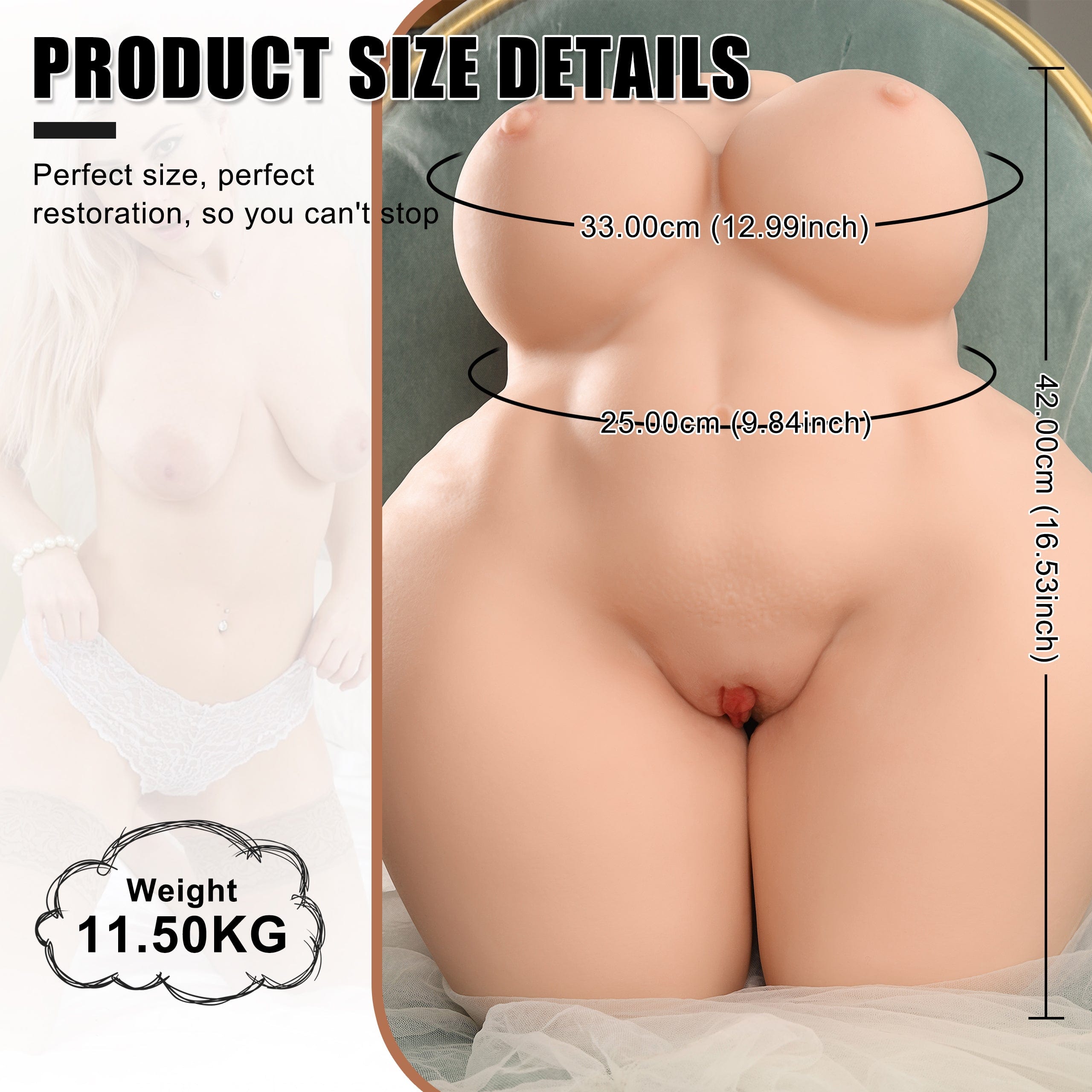 Luxurious sex doll torso with a voluptuous figure, designed for a premium experience