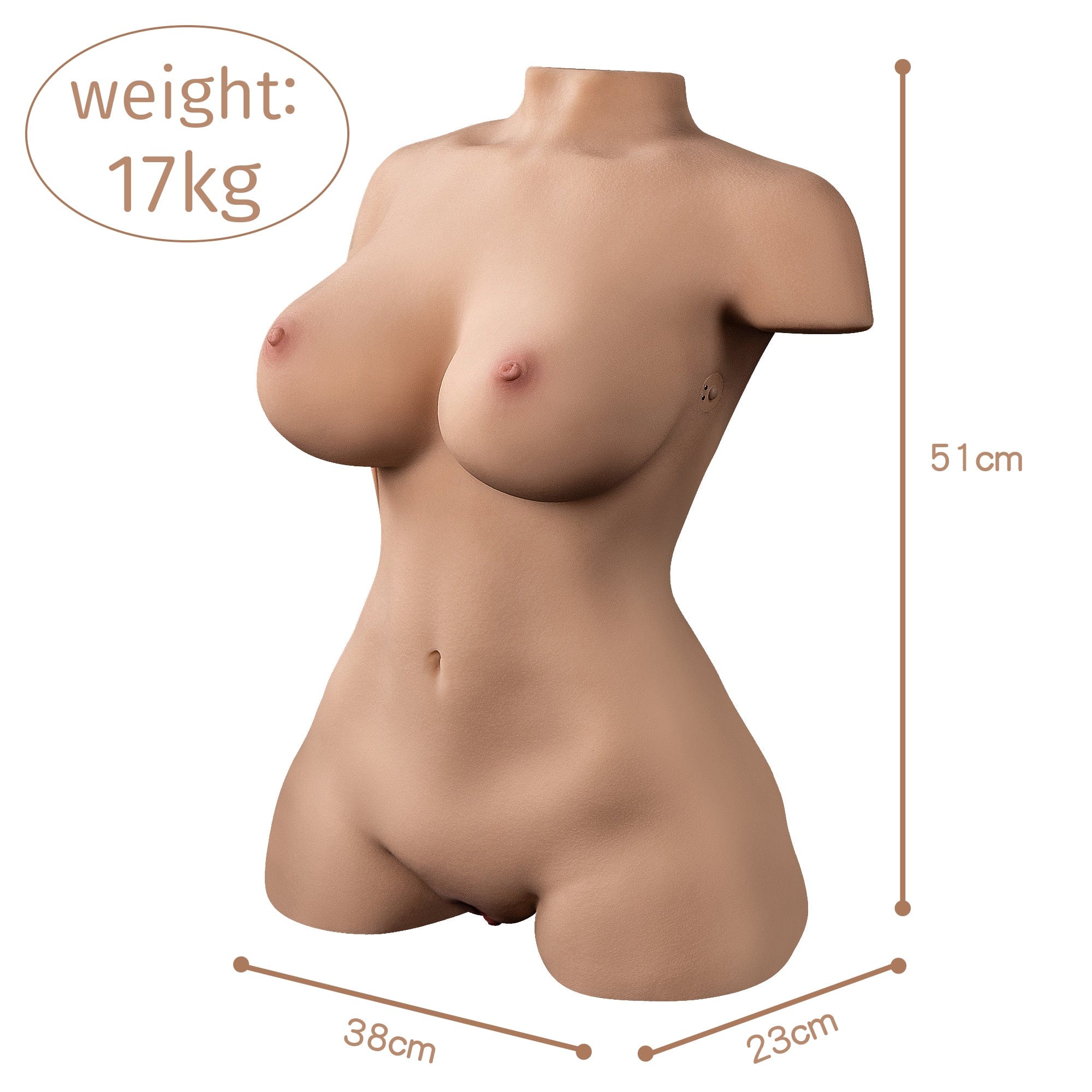 Details of a vibrating half-body sex doll torso