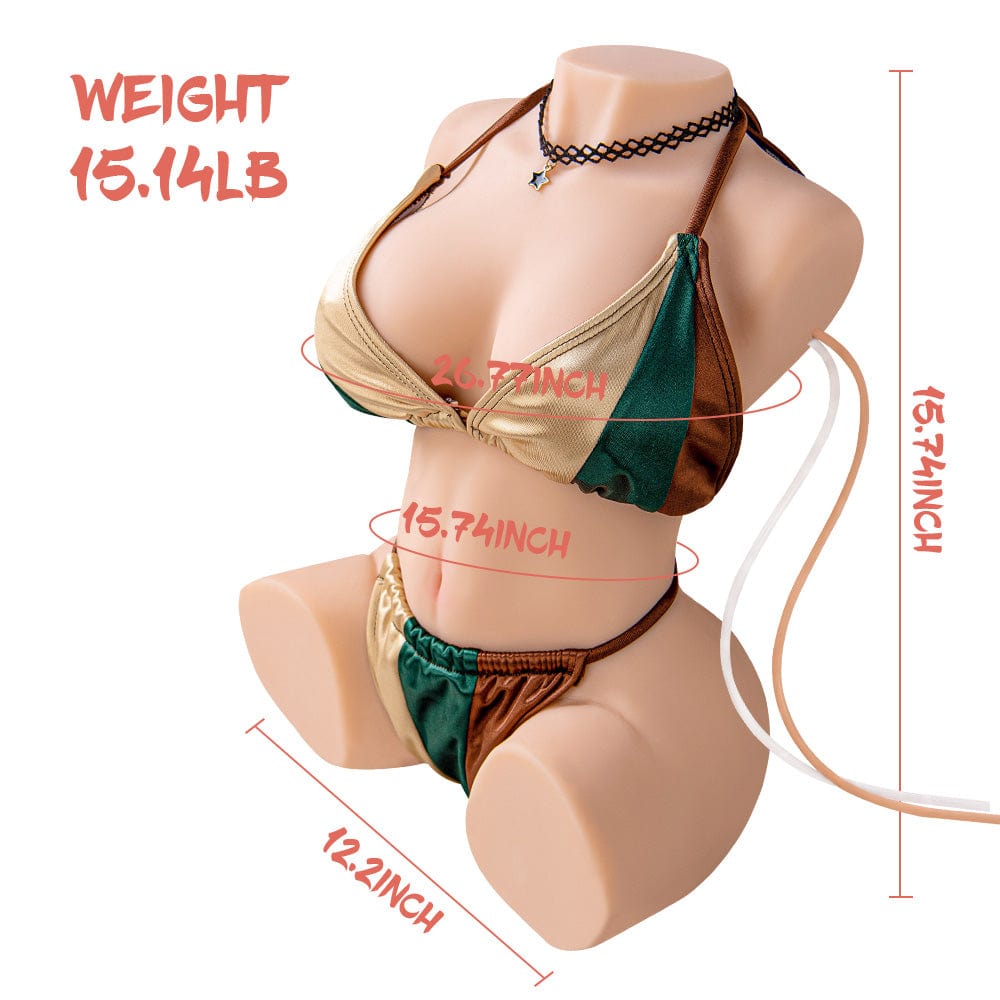 Size information for the torso of an exquisite electric adult doll with delicate features