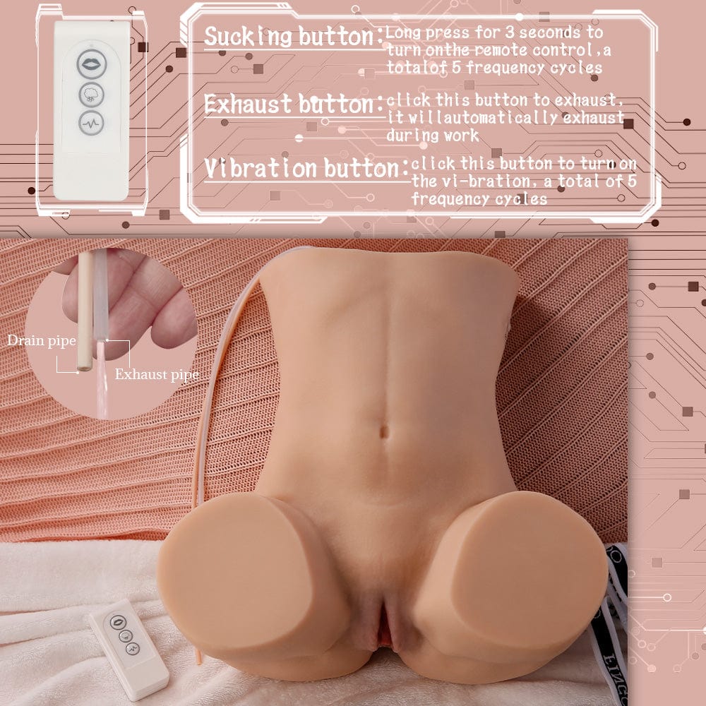 Automatic cleaning feature of the torso of an electric half-body adult doll