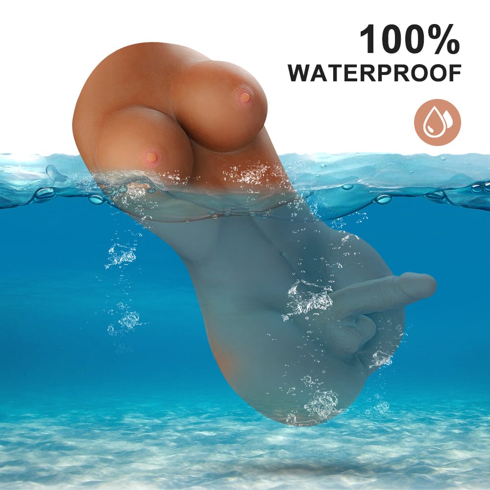 Water-resistant feature of a dark-skinned sex doll torso