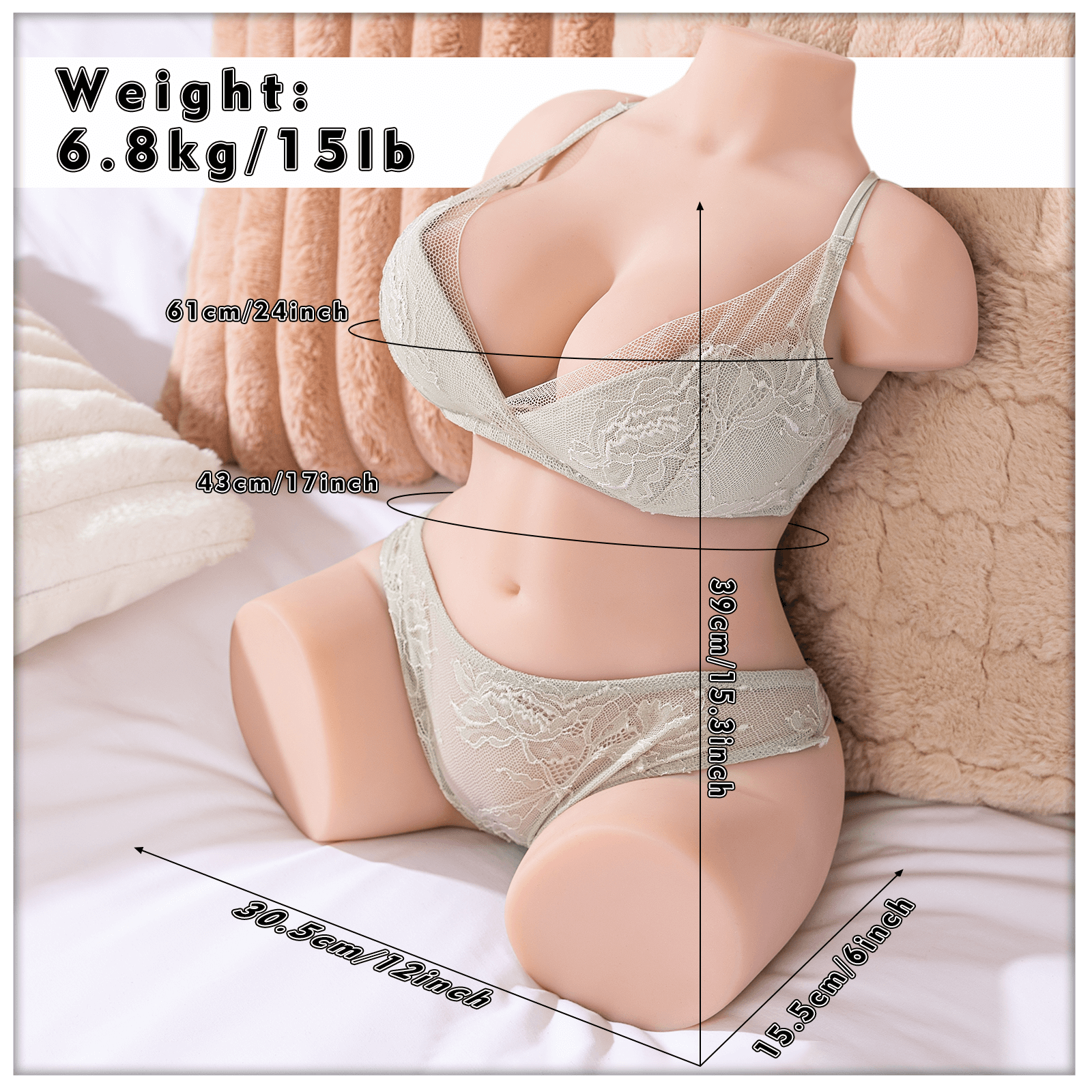 Soft sex doll body front size display