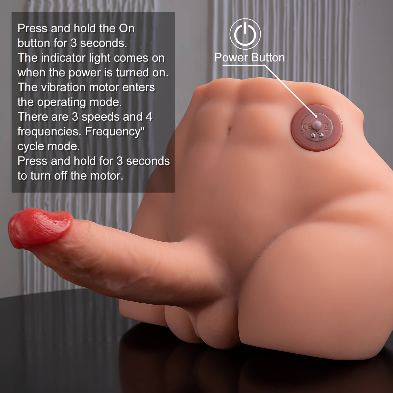 Hd adult male penis doll charging port display